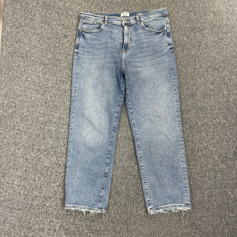 Kensie The Ella High Rise Straight Raw Hem Blue Womens 14/32 Stretch